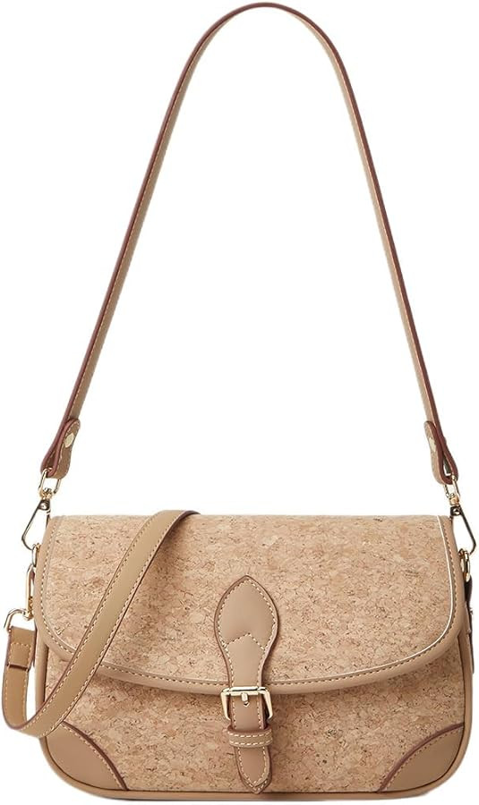 Cork Shoulder Bag for Women Fashion Printed Handbag Vintage Crossbody Purse Underarm Bag for Work | Amazon (US)