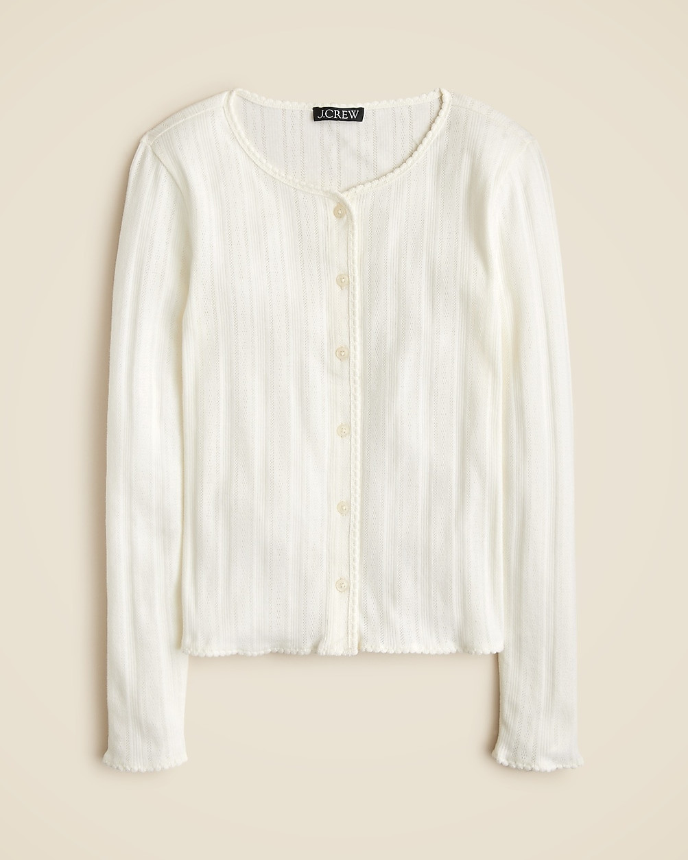 Pointelle crewneck cardigan | J. Crew US