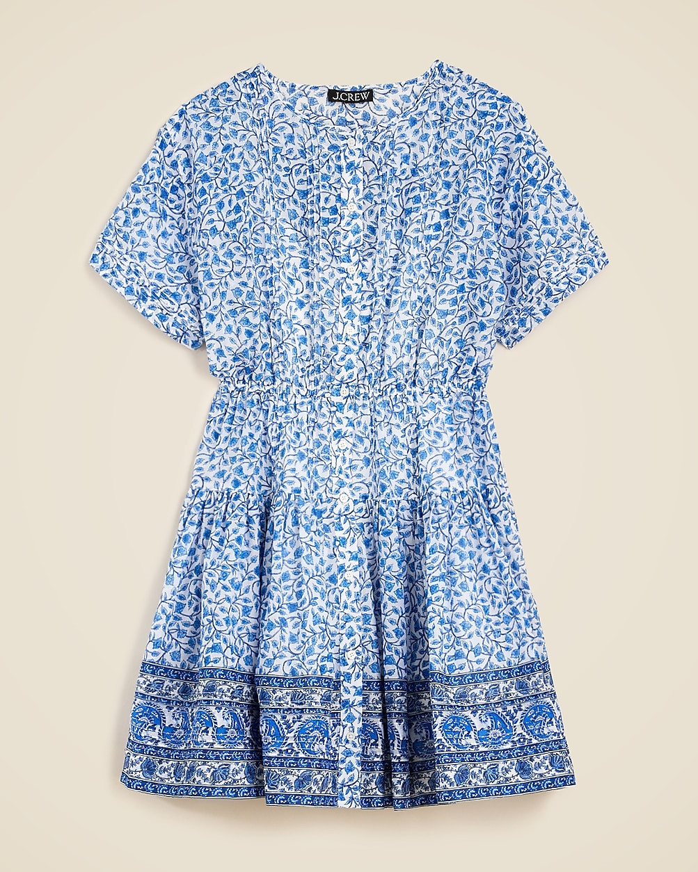 Pintuck mini shirtdress in bandana block print | J. Crew US