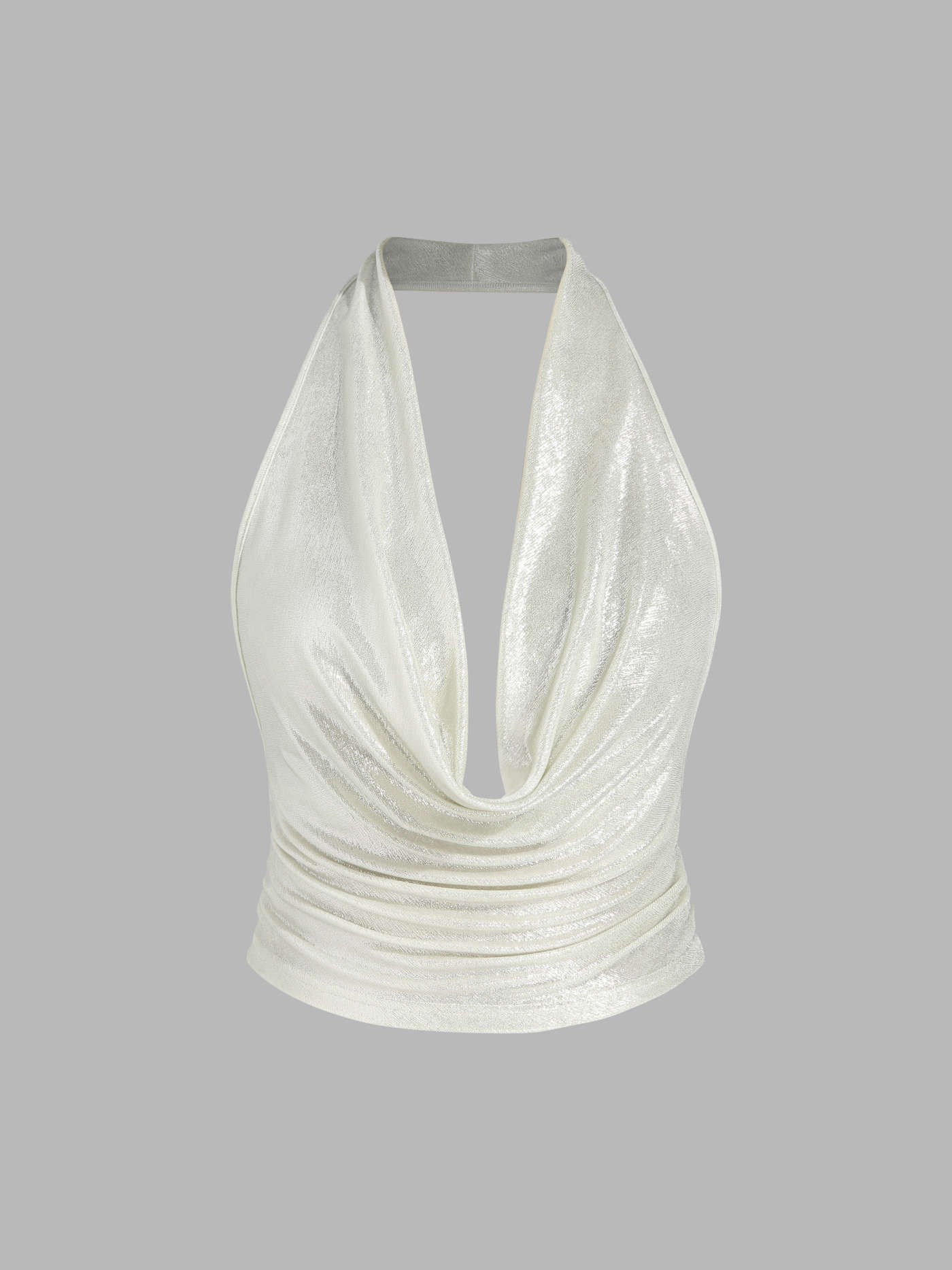 Cowl Neck Backless Crop Top With Solid Tube Top... | Cider