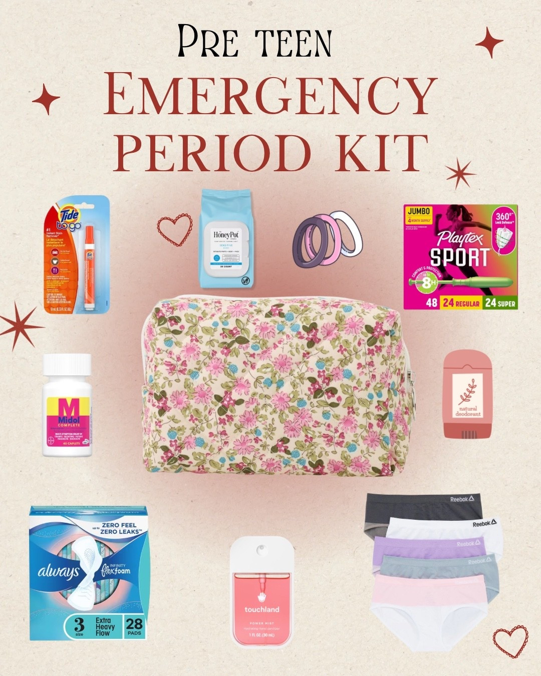 Pre Teen Emergency Period Kit! Perfect to put in their locker or book bag just in case. 

#LTKItBag #LTKFamily #LTKBeauty