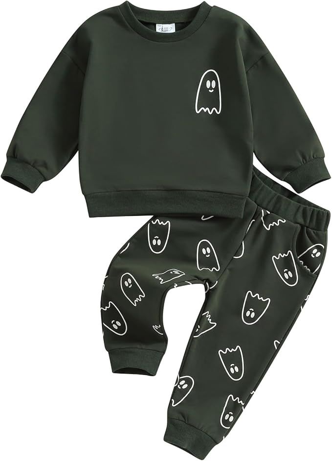 ITFABS 0-4T Toddler Boy Girl Halloween Outfit Fall Clothes Ghost Long Sleeve Sweatshirt Top Pants... | Amazon (US)