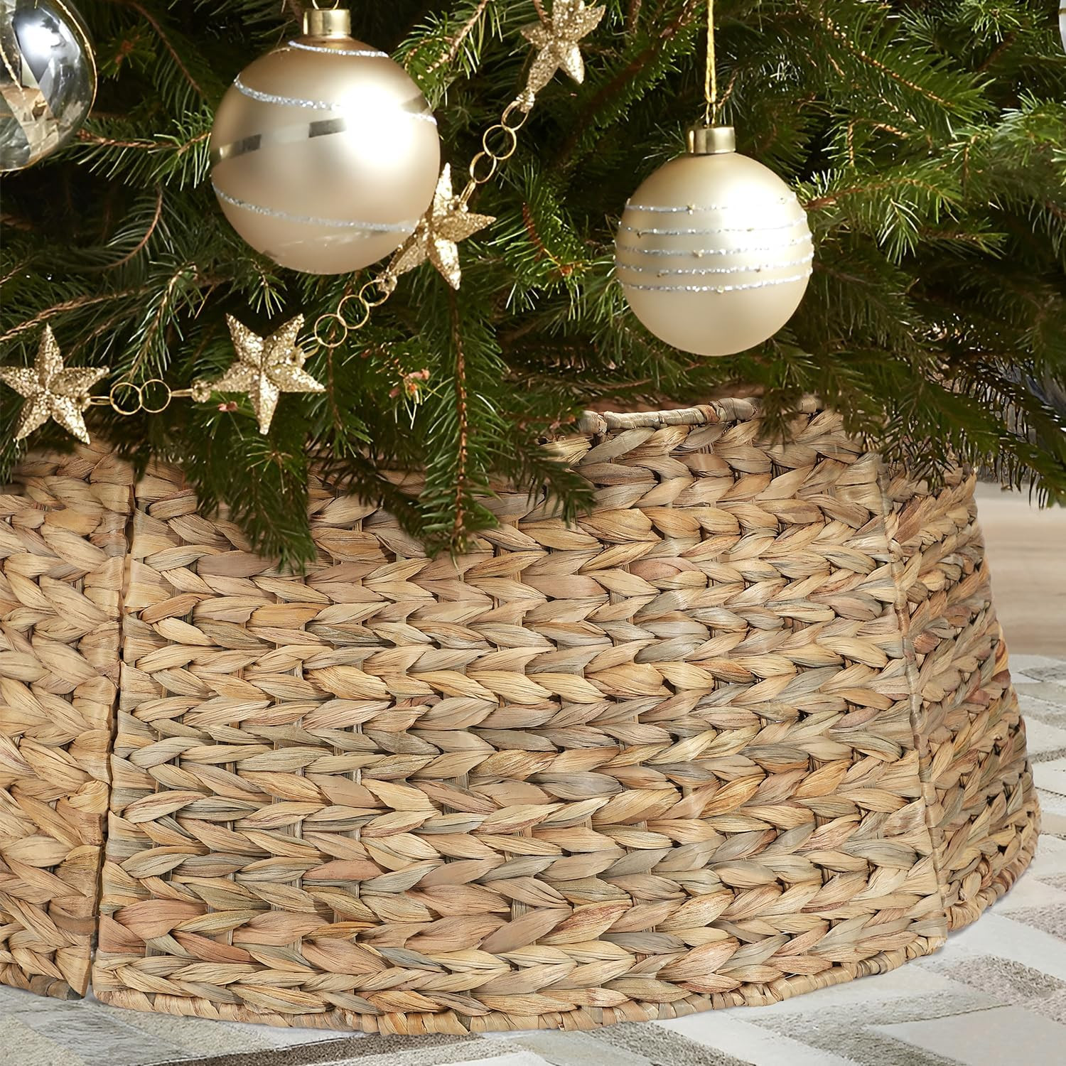 5-Piece Rattan Christmas Tree Collar - 26" Rustic Farmhouse Tree Skirt- Xmas Tree Base Cover for ... | Amazon (US)