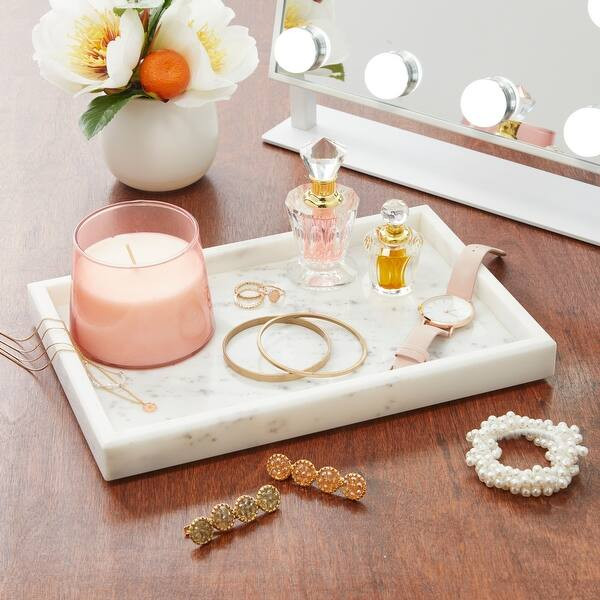 White Marble Vanity Tray for Jewelry, Candles, Perfume (11.75 x 7.75 In) | Bed Bath & Beyond
