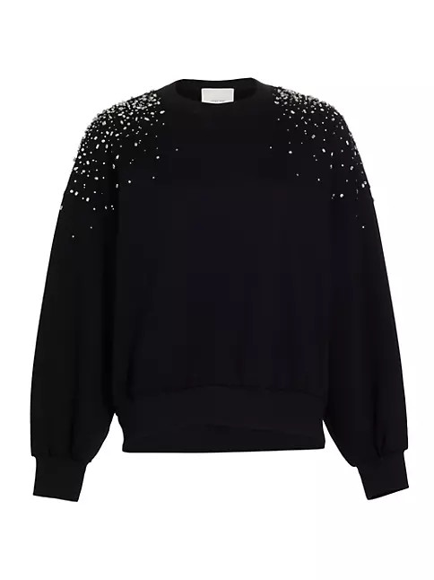 Cinq à Sept Brandy Crackle Rhinestone Cotton Pullover Sweatshirt | Saks Fifth Avenue