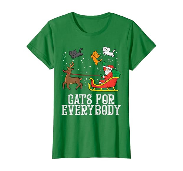 Cats For Everybody Christmas Cat Funny Xmas Women Santa T-Shirt | Amazon (US)
