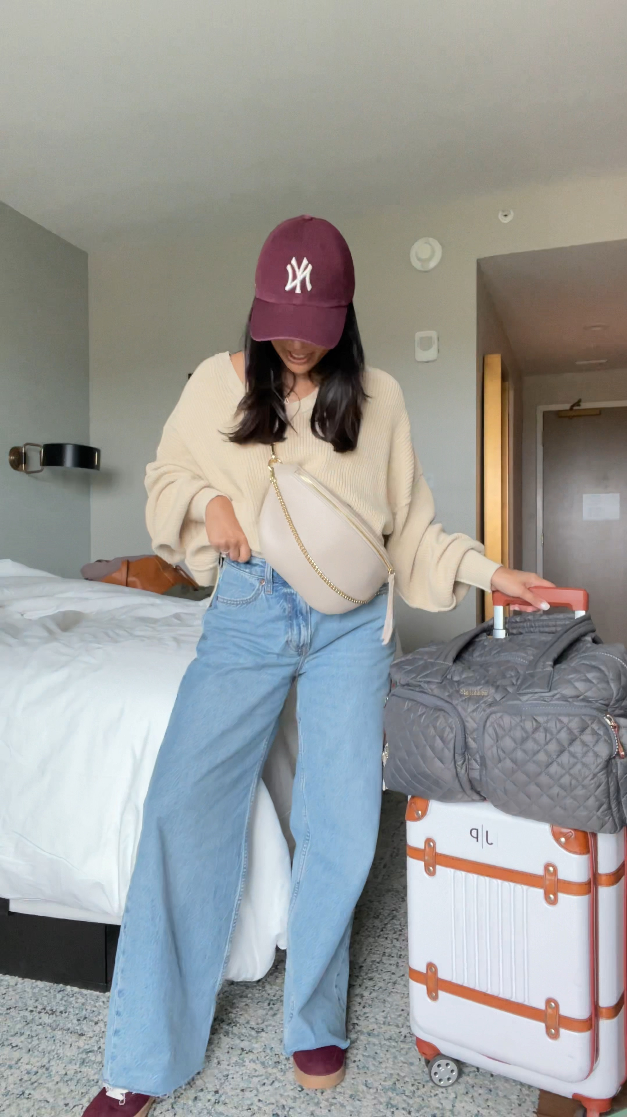 These jeans are currently marked down to only $67! Wearing the sz 26 short length so I can wear with flats! Also these are my fave travel bags! You can even have your suitcase personalized! #markandgraham #mzwallace #travelstyle #abercrombiejeans #denim 

#LTKTravel #LTKItBag #LTKStyleTip