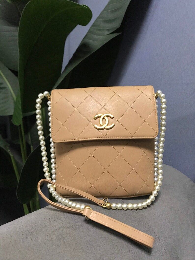 Vintage Chanel Pearl Mini Leather Crossbody Bag Nice Style - Etsy | Etsy (US)