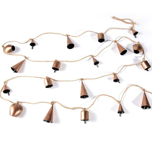 10 FT Christmas Bells Garland, Vintage Cow Bells Garland Gold Metal Bells with Jute Hanging Rope,... | Amazon (US)