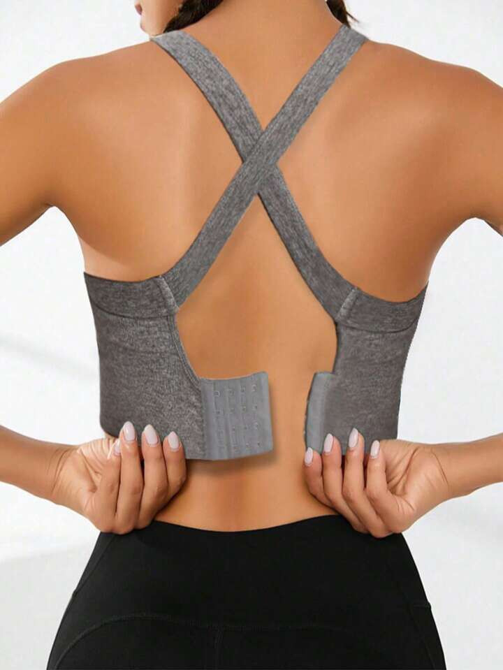 Women's High Elastic Sports Bra - Sports Style Pull Up Cross Strap Beautiful Back Design, Multi-C... | SHEIN