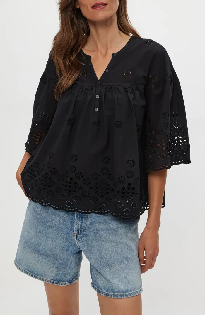 Gloria Flutter Sleeve Eyelet Top | Nordstrom
