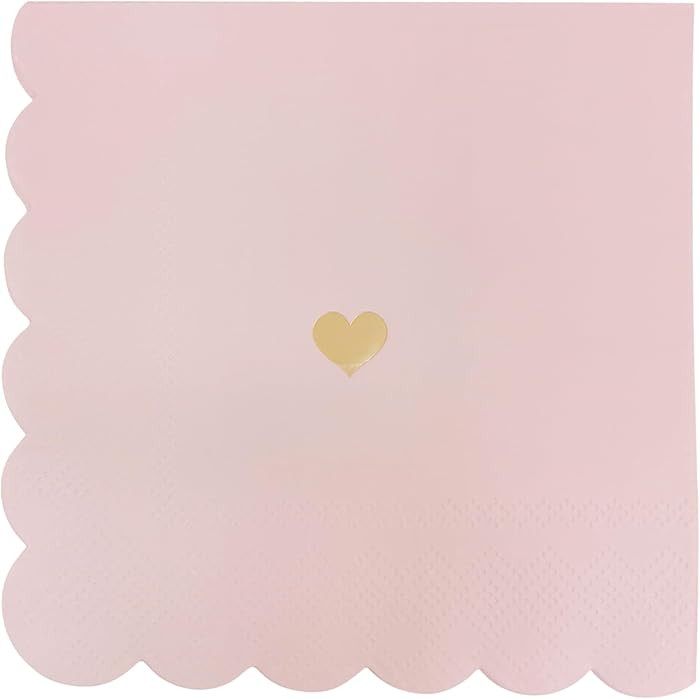 Sweet Water Decor Heart Paper Napkins - Cocktail Napkins with Raw Wood Pulp Material and Gold Foi... | Amazon (US)