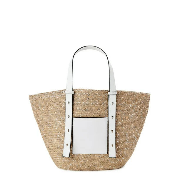 Time and Tru Women's Jute Pocket Tote Bag - Walmart.com | Walmart (US)