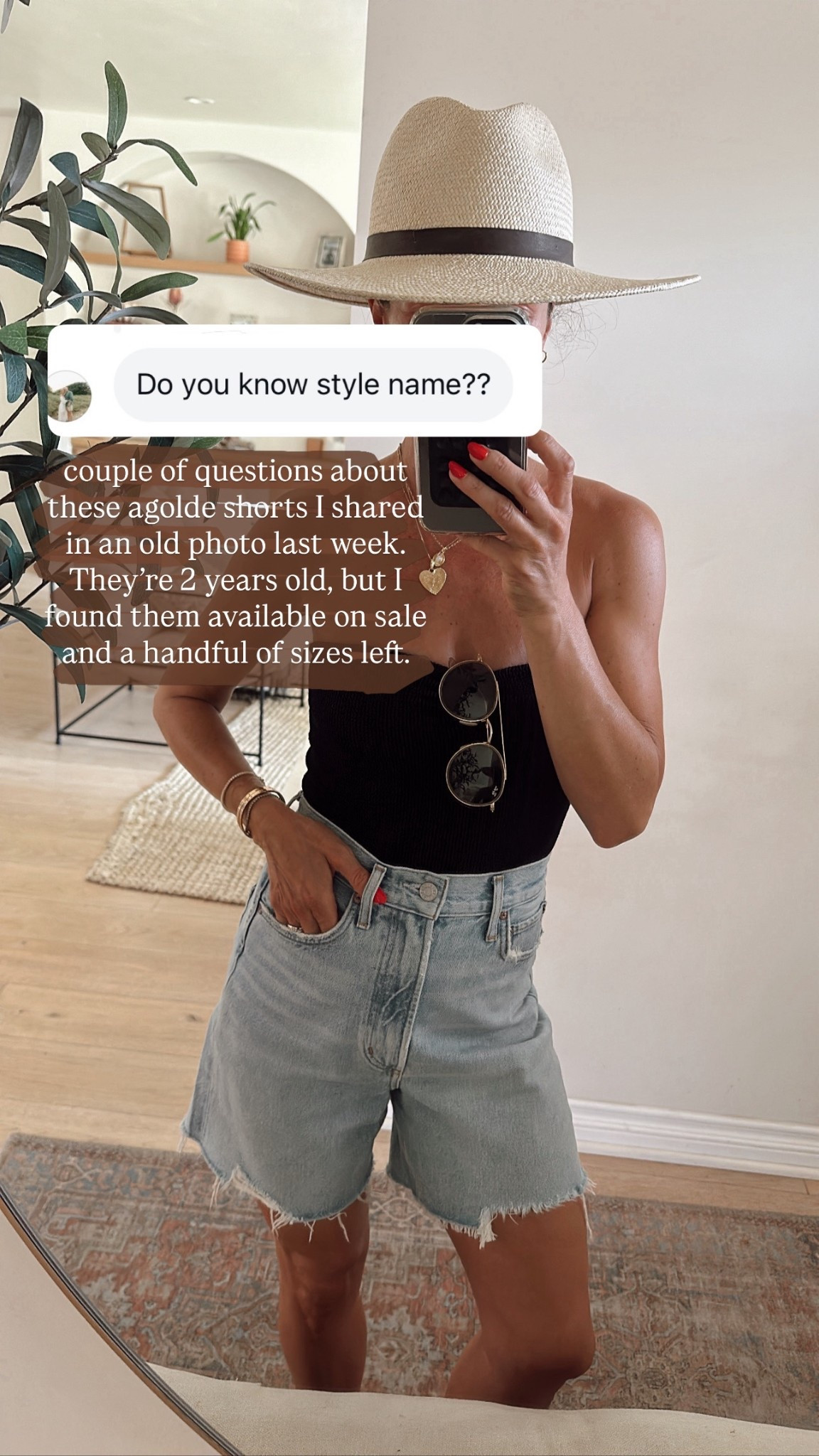 Longer inseam denim shorts 