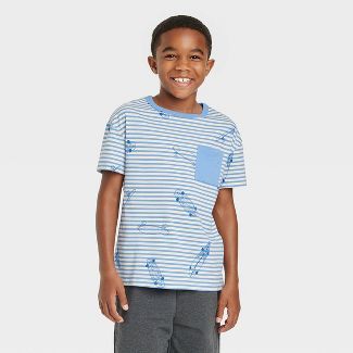 Boys' Short Sleeve Striped Skateboard Pocket T-Shirt - Cat & Jack™ Blue | Target