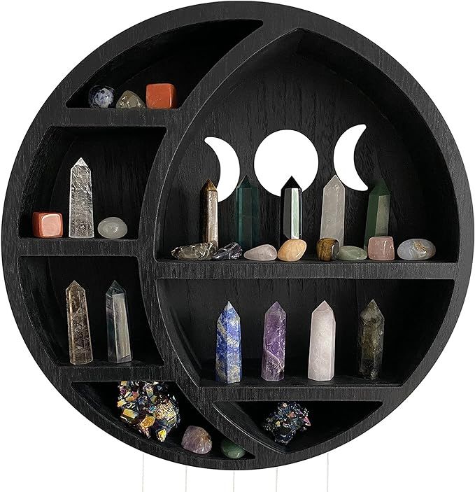 Black Cresent Moon Shelf | Crystal Shelf Display for Stones, Essential Oils & Whichy Decor | Moon... | Amazon (US)