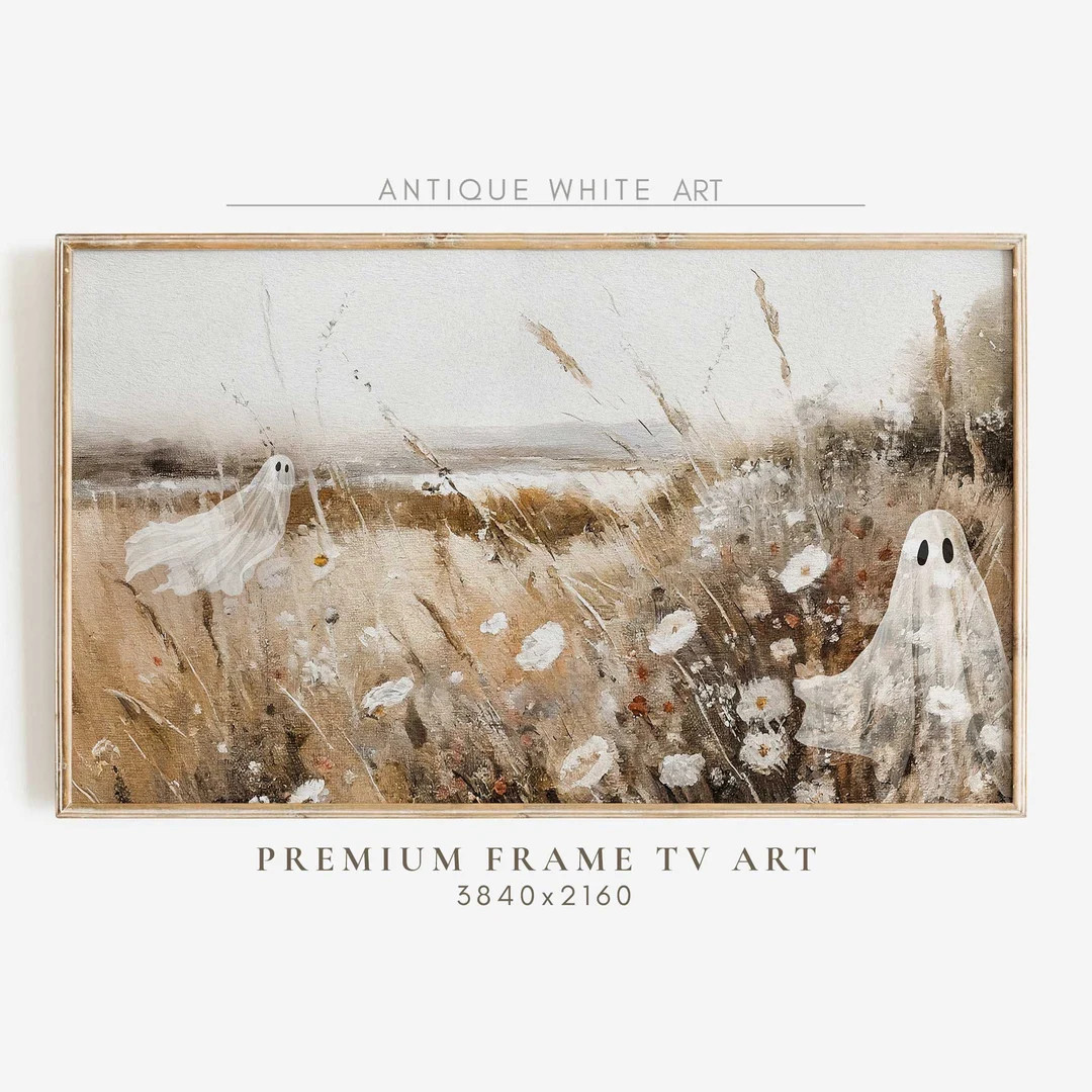 Halloween Samsung Frame TV Art Wildflower Field TV Ghost - Etsy | Etsy (US)