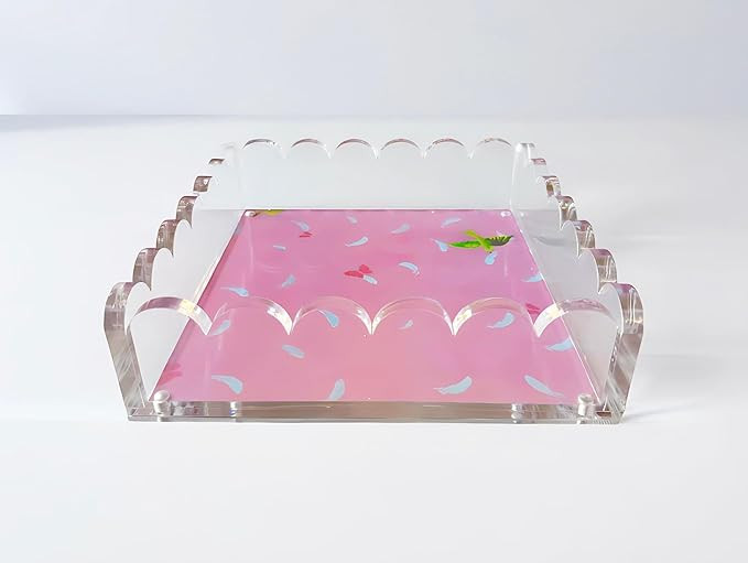 Acrylic Scalloped Tray with Magnetic Mat - Customizable for Photos, Art, and Messages, Includes A... | Amazon (US)
