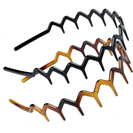Set of 2 -Zig Zag Toothed Comb Alice Band Headband Hairband (BLACK- TORT Brown- 1 Each) | Walmart (US)