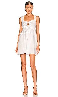 MATTHEW BRUCH Apron Tie Mini Dress in White Poplin from Revolve.com | Revolve Clothing (Global)