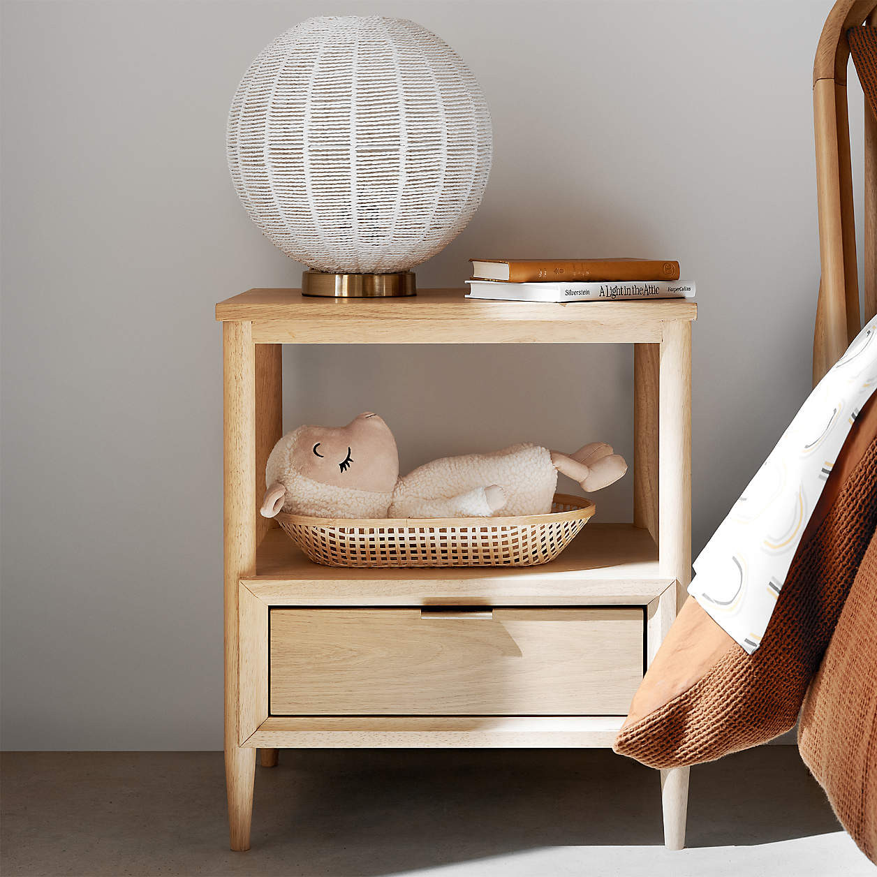 Bodie Natural Oak Wood Kids Nightstand with Drawer + Reviews | Crate & Kids | Crate & Barrel