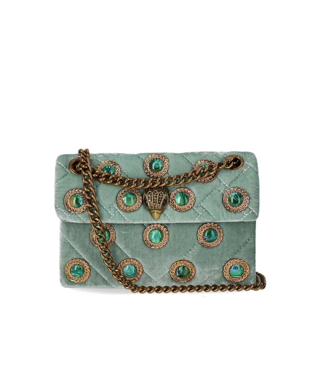 Kurt Geiger London Velvet Mini Kensington Pale Green Crossbody Bag | Baltini