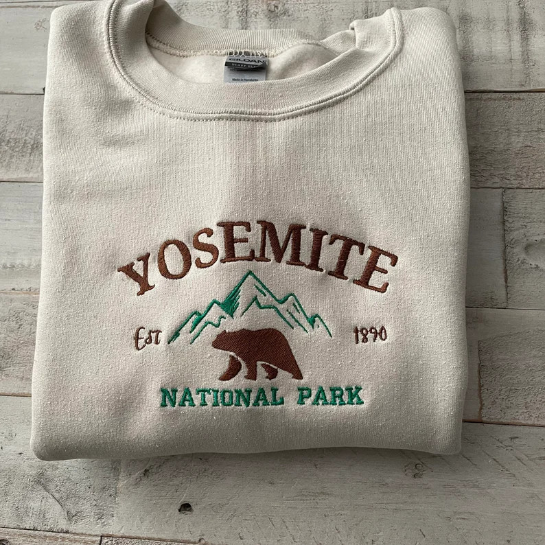 Yosemite National Park Embroidered Crewneck-embroidered Crewneck-National Park Sweatshirt | Etsy (US)