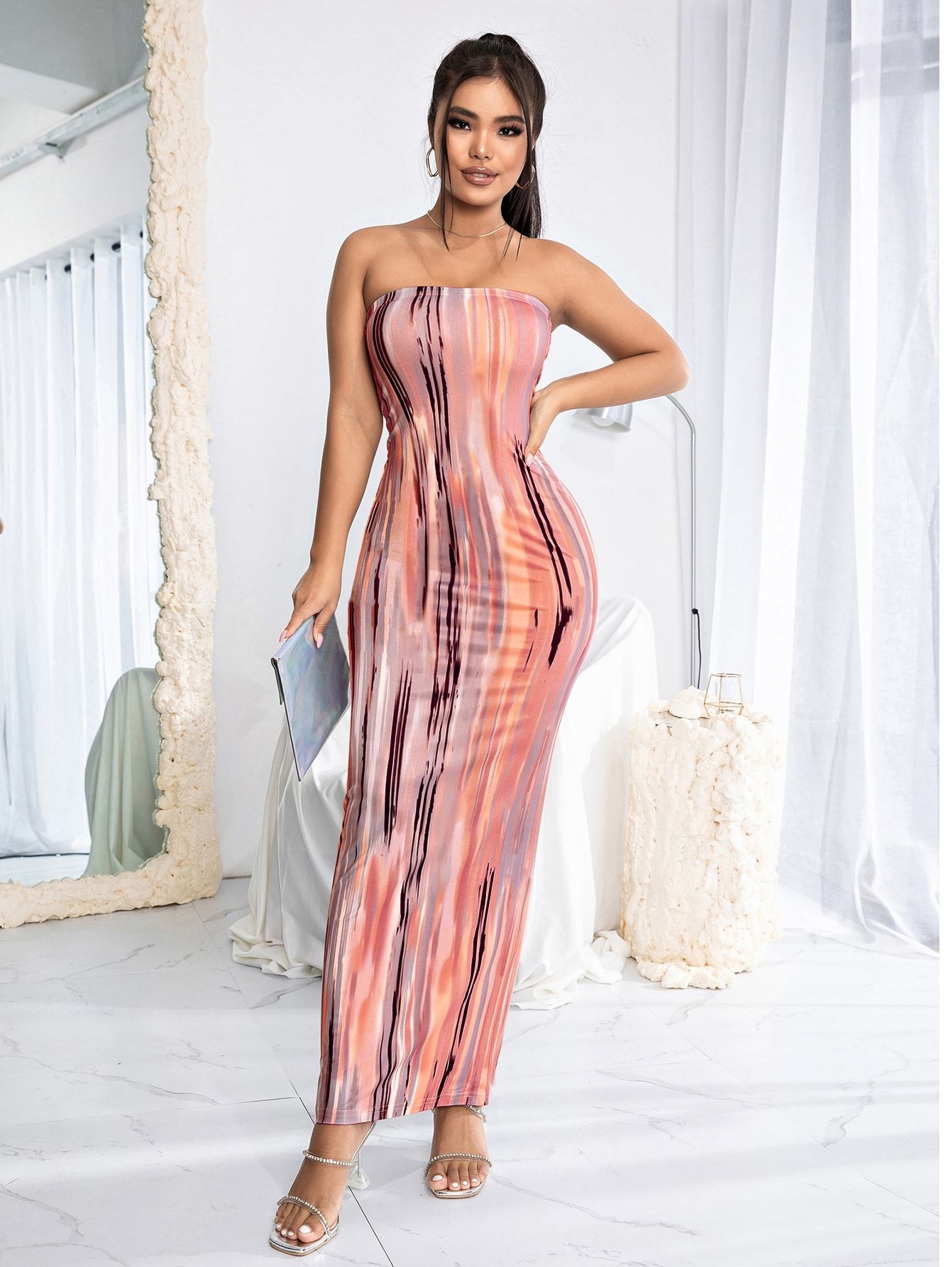 Tie Dye Fitted Tube Dress | SHEIN