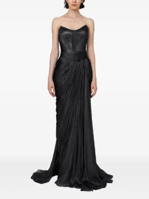 Iris Serban pleated-bodice Dress | Black | FARFETCH | Farfetch Global