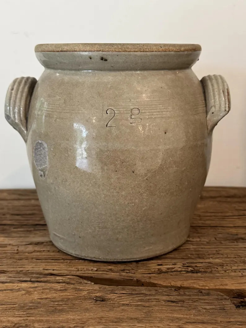 Antique French Stoneware Confit Pot | Salt-Glazed French Crock | Two-Handled Rustic Pottery | Sou... | Etsy (Global)