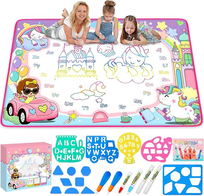 Water Doodle Mat - Kids Painting Writing Color Doodle Drawing Mat Toy Bring Magic Pens Educationa... | Amazon (US)