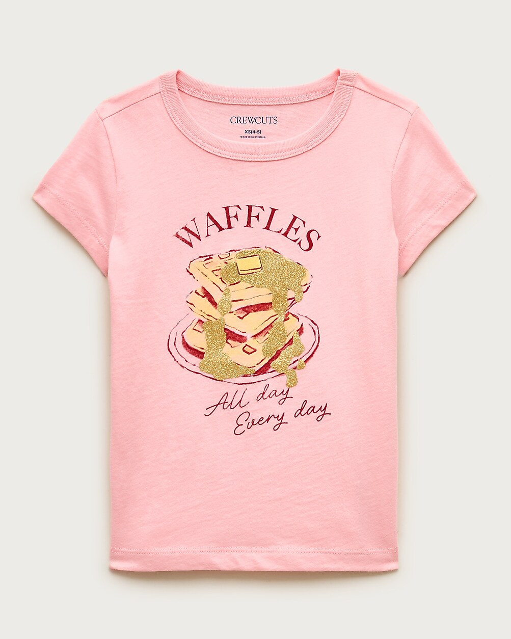 Girls' short-sleeve waffles graphic T-shirt with glitter | J. Crew US