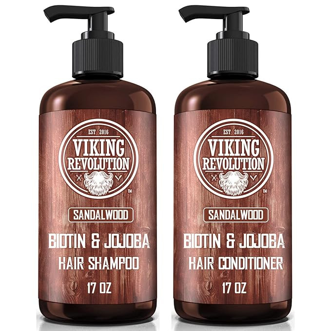 Viking Revolution Sandalwood Shampoo and Conditioner Set with Biotin and Jojoba Oil - Natural Hai... | Amazon (US)