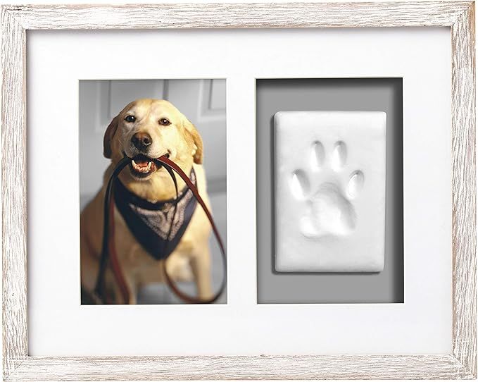 Pearhead Pet Pawprints Wall Picture Frame and Imprint Kit, Pet Owner Gifts, Distressed Gray | Amazon (US)