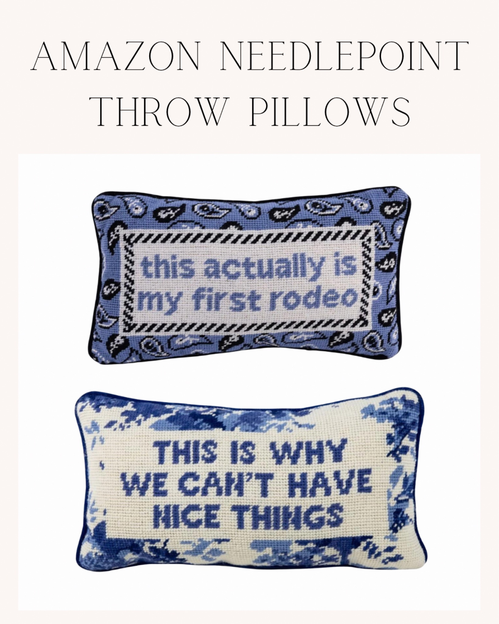Amazon needlepoint throw pillows. Tons of fun options! 

#LTKGiftGuide #LTKhome #LTKfindsunder100