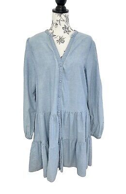 ANKO Womens Light Denim 100% Cotton Long Sleeve V-Neck Blue Dress Size 16 | eBay AU