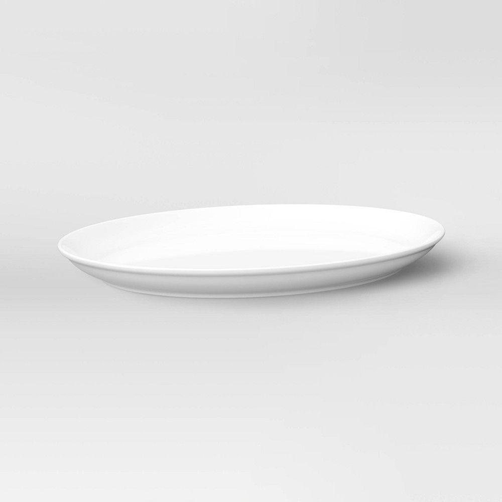 18"" x 14"" Porcelain Oval Serving Platter White - Threshold | Target