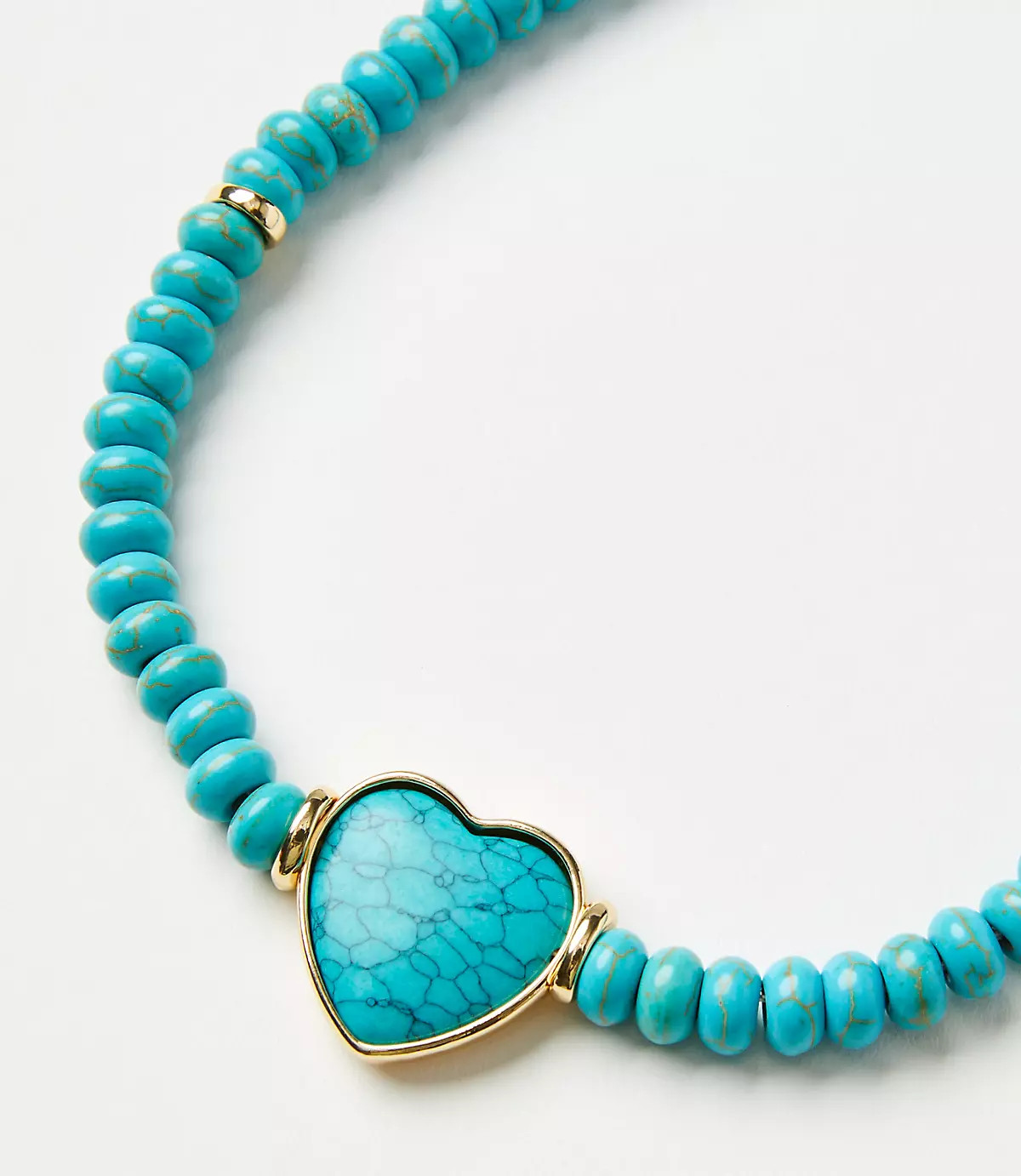 Marbleized Heart Beaded Statement Necklace | LOFT