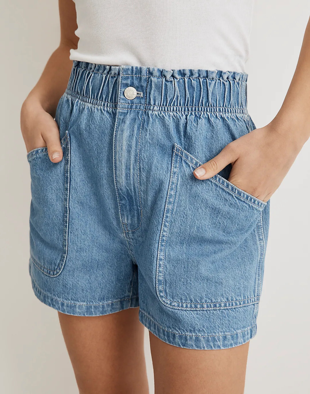 Denim Pull-On Paperbag Utility Shorts in Arcwood Wash | Madewell