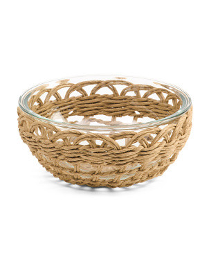 9in Round Glass And Rattan Oven To Table Mixing Bowl | Gifts For Home | Marshalls | Marshalls