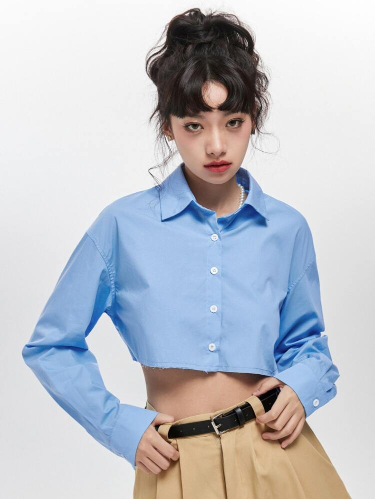 DAZYSolid Drop Shoulder Crop Shirt
       
              
              $11.99        
    (56)
 ... | SHEIN