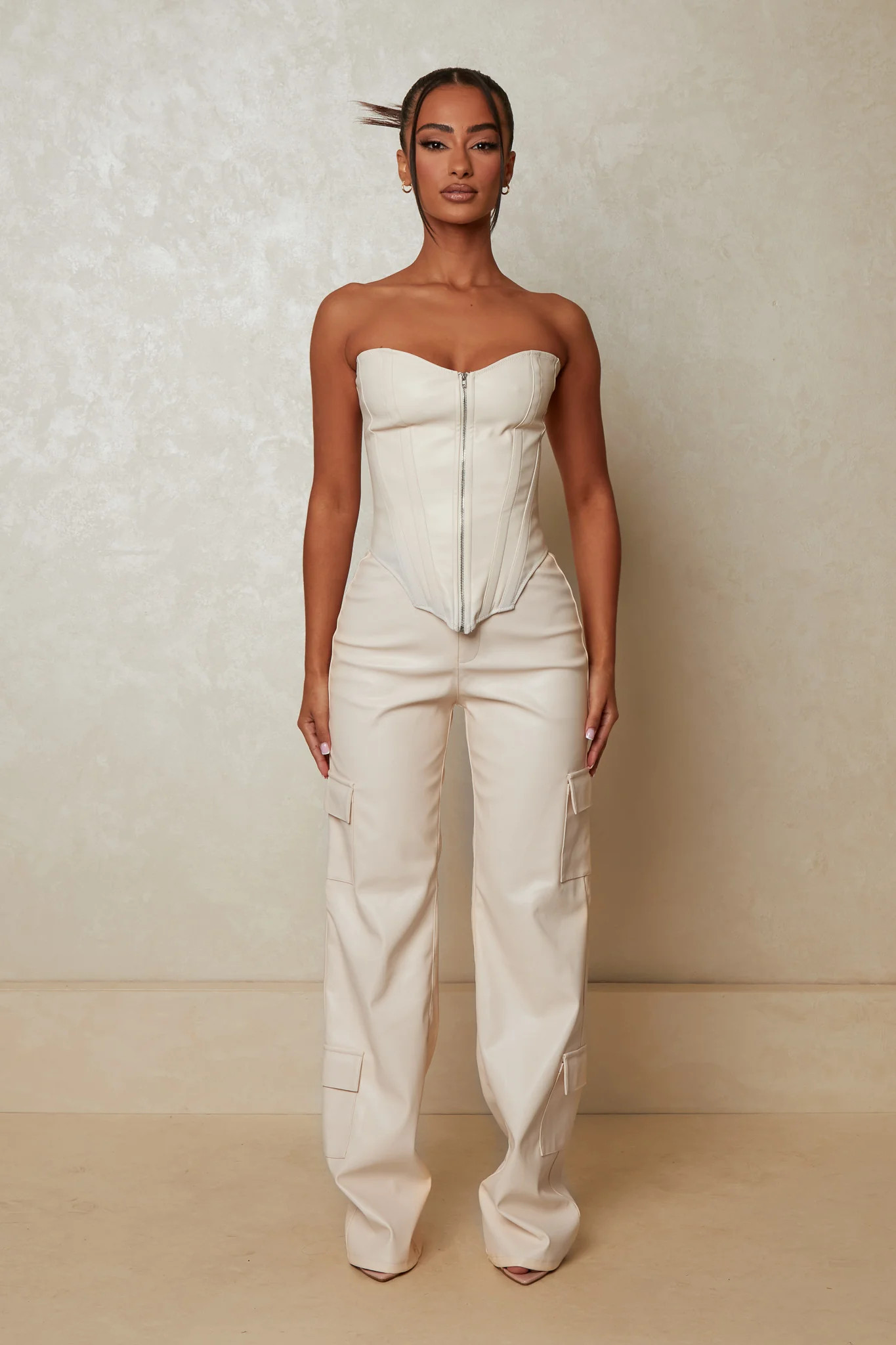 The Leather Pocket Trousers - Cream | Mars The Label
