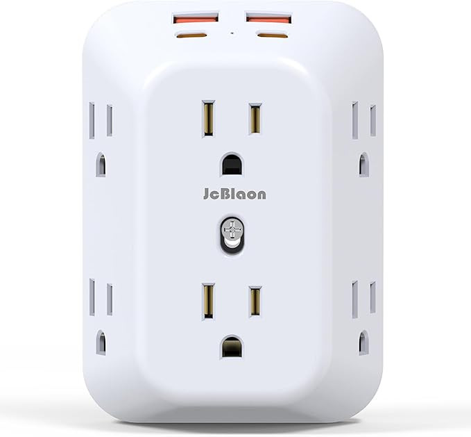 Multi Plug Wall Outlets, 6-Port Outlet Extender with 4 Charging USB Ports (2 USB A, 2 USB C), 4 S... | Amazon (US)