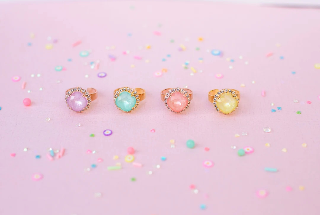 12mm Cushion Cut Halo crystal Adjustable Ring Choose Setting and Crystal Color - Etsy | Etsy (US)