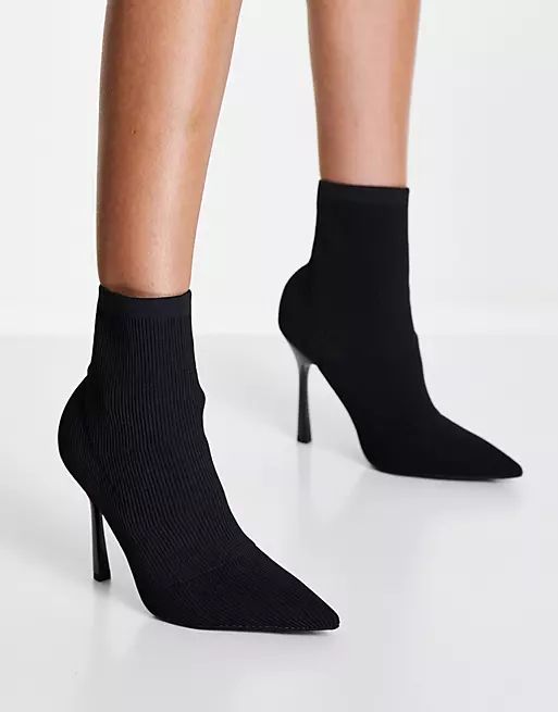 River Island heeled sock boot in black | ASOS (Global)