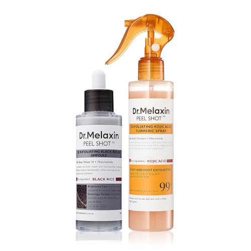 Dr.Melaxin body & face peel shot duo glow black rice peeling ampoule kojic acid & turmeric spray | Amazon (US)