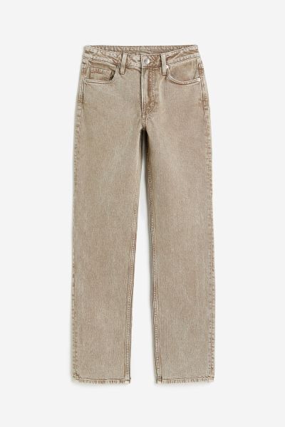 Slim Straight High Jeans - Beige - Ladies | H&M GB | H&M (UK, MY, IN, SG, PH, TW, HK)