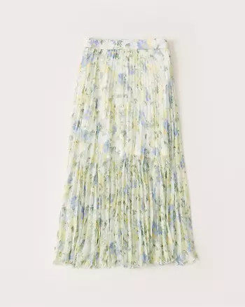 Pleated Chiffon Midi Skirt | Abercrombie & Fitch (US)