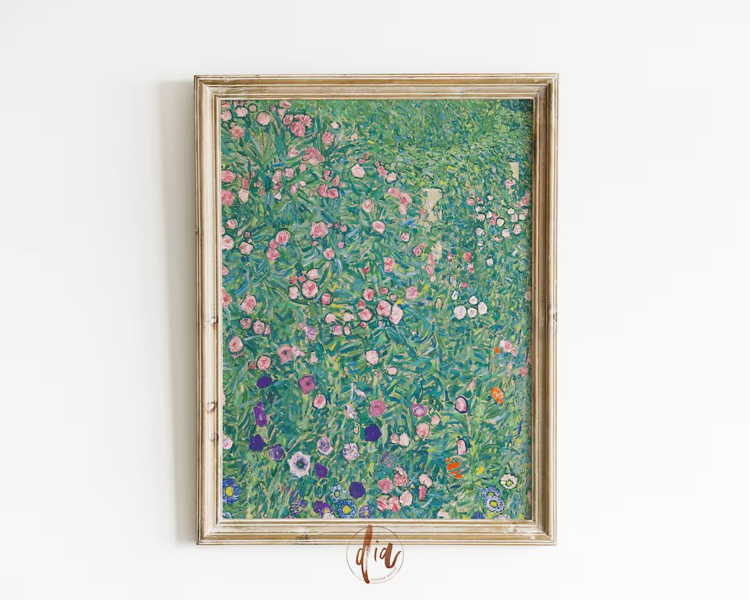 Bright Pastel Flower Garden Print, Eclectic Flower Painting, Gustav Klimt Vintage Flowers, DIGITA... | Etsy (CAD)