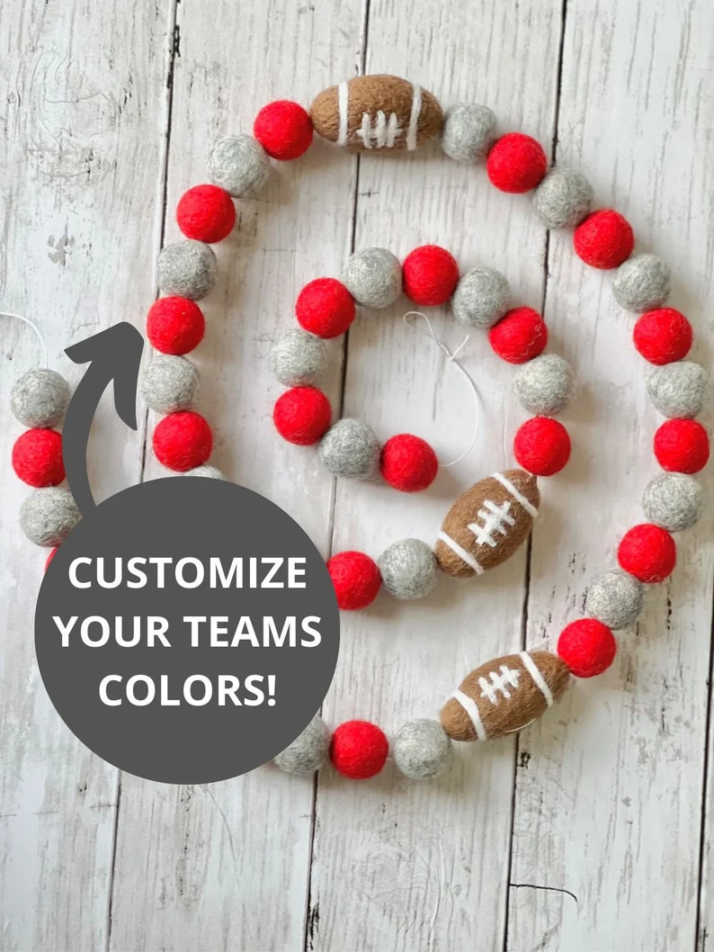 NCAA, NFL, High School Custom Colored Football Felt Ball Garland Decoration for Man Cave or Tailg... | Etsy (US)